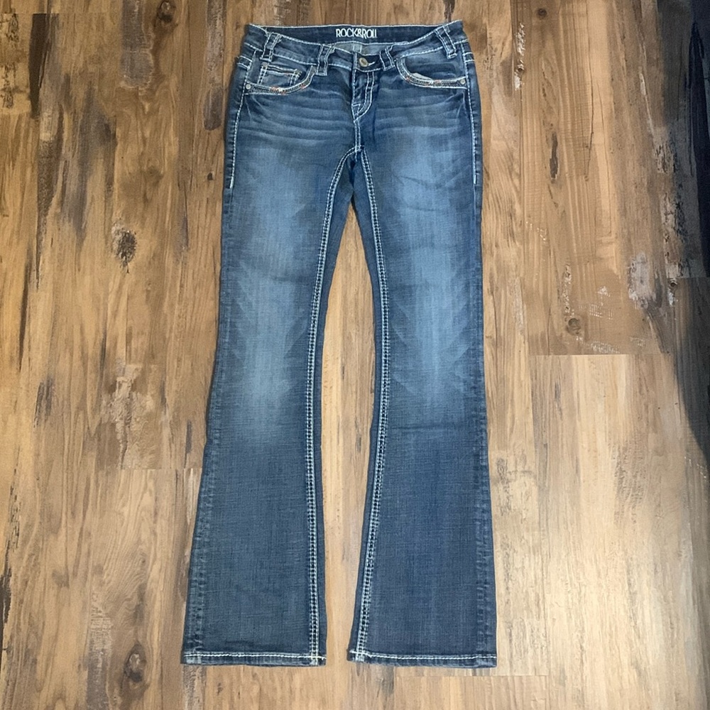 Rock Roll Cowgirl Jeans Rival Low Rise Bootcut 27x34